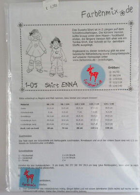 farbenmix Schnittmuster  - Shirt ''Enna'' 86 - 140