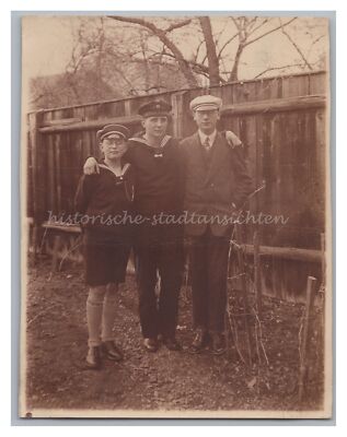 Two Friends & Little Brother - Portrait - Vintage Ftoo
