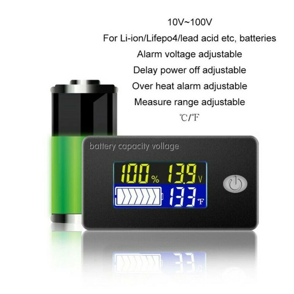 Mini Batterie Ladeanzeige Kapazität Voltmeter Staubdicht Wasserdicht LCD 12V-72V - Bild 3 von 4