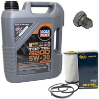 MotoröL Set 5W-30 5 Liter + ÖLfilter SH 4796 L + Schraube FüR Audi A3 Cabriolet