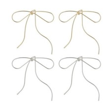Metal Bow Tassels Drop Earrings for Women 2024 Bowknot Pendant Studs Earrings