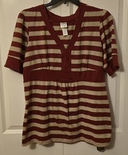 Fashion Bug size 18/20 Vintage Ladies Blouse Burgundy Gold Retro Top sparkly GC