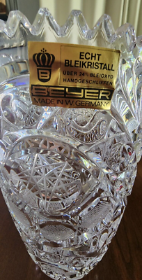 Beyer Echt Bleikristall Vase Hand Cut 24% Lead Crystal Made in