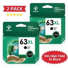 2 Pack For HP 63XL Black Ink Cartridge Officejet 3830 4650 4652 Envy 4520 4512