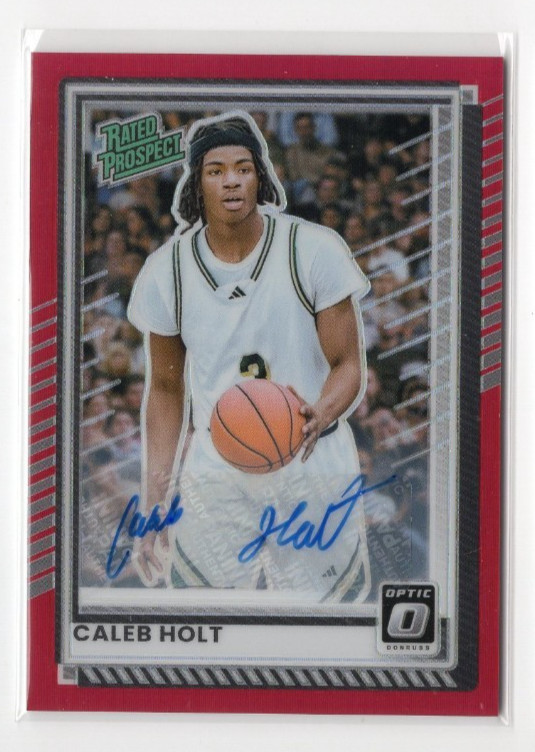 2025/26 PANINI DONRUSS OPTIC CALEB HOLT RED PRIZM AUTO RC (63/75)