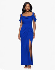 Betsy  Adam Women's Cold-Shoulder Cowlneck Dress - Royal Size 6 NWT