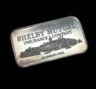 Vintage Shelby Mutual Insurance Company .999 Fine 1 Oz Silver Bar