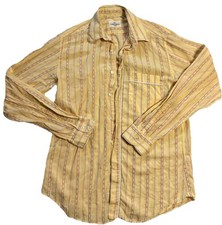 Mens Vintage Cotton Valentino Uomo Striped Yellow & Orange Long Sleeve Shirt Med