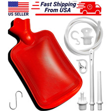 Home Enema Douche Kit Hot Water Bottle Bag 2 Quart Capacity Reusable Red / Blue
