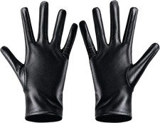 Black Metallic Gloves Unisex Shiny, Halloween Costume Accessory Adult Set