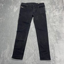 Diesel Jeans Mens 34x32 Black Denim Stretch Thavar Slim Skinny Leg USA Made