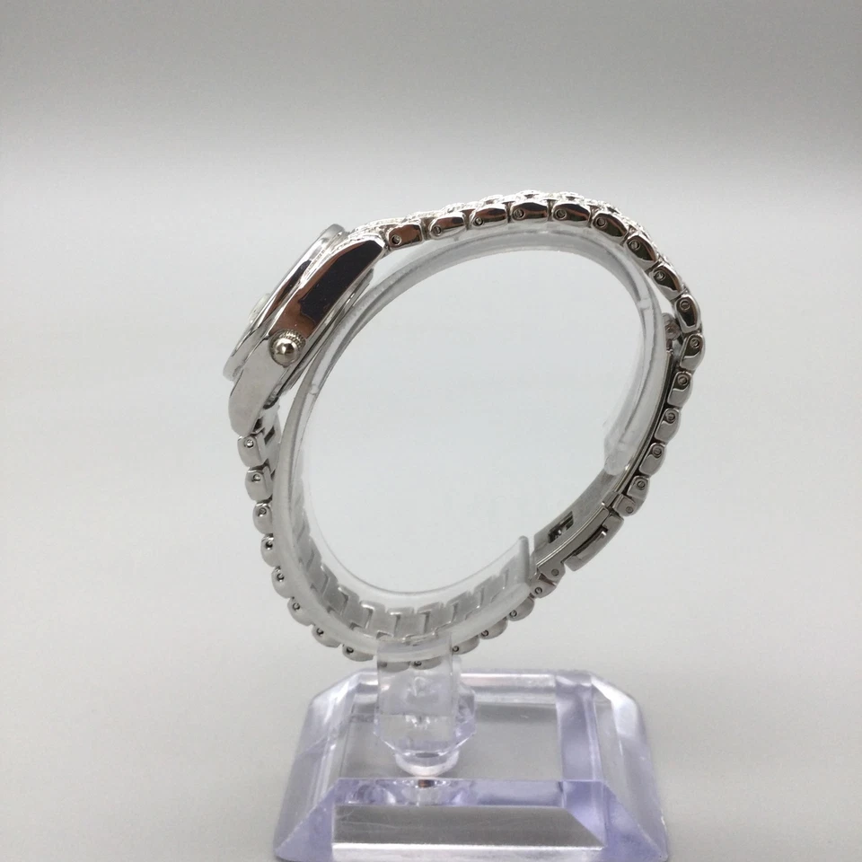 Reloj De Colección Suzanne Somers Mujer 25mm Tono Plata Cristales Fecha Batería Nueva 6.75" Foto 3 de 4