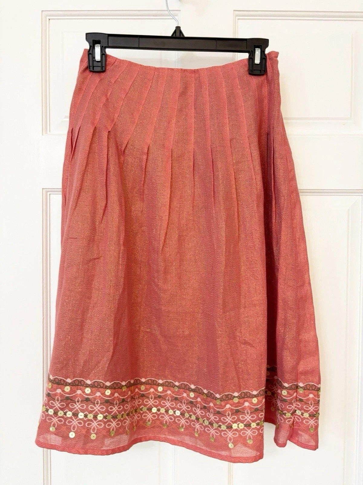 Victor Costa Linen Blend Coral Shimmer XS Skirt Lined
Opens in a new window or tab