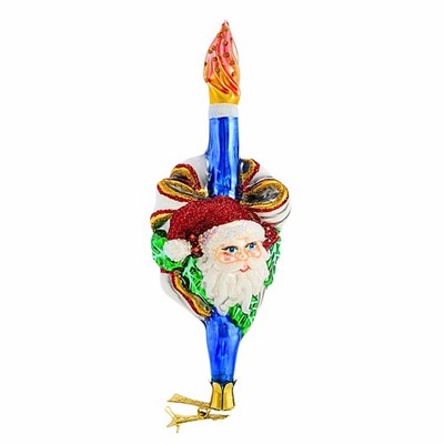 Morawski 8.00In Giant, Glass, Clip-On Santa Face Candle 17814