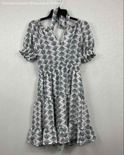 NWT Blu Pepper White/Blue/Green Floral Off-the-Shoulder Dress Women's Size Small