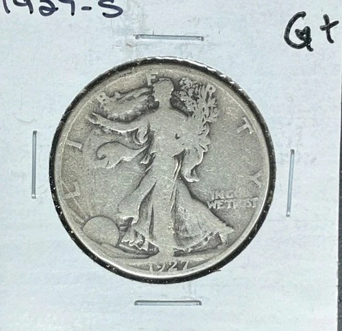 1927-S WALKING LIBERTY SILVER HALF DOLLAR ~ GOOD +  ~NICE COIN ~90% SILVER