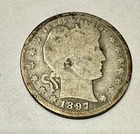 1897-O Barber Quarter. 90% Silver. Good Condition. Charity Auction.