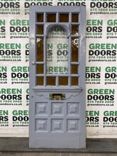 1930s ARCHED VINTAGE DOOR FRONT EDWARDIAN ART DECO EXTERNAL EXTERIOR STAINED GLA