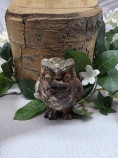 Red Moss Agate Owl Hand-Carved Crystal Owl Figurine  Red Moss Agate Stone Sculpt