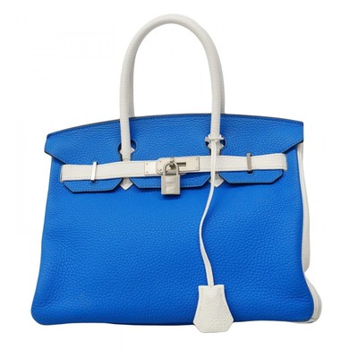 Auth [6bc3552] HERMES Handbag Birkin 30 Taurillon Clemence White Mykonos Sil...