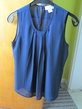Bluse Top Rick Cardonay Marineblau Chiffon ärmellos Gr. 38