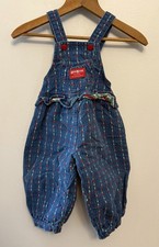 Vintage 90s 2T OshKosh B  Gosh Logo Ruffle Embroidery Spell Heart Overalls USA