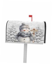 Grey Snowman Mailbox Cover Magnetic Standard Size 21x25.5 Inch, 21x25.5in Gray