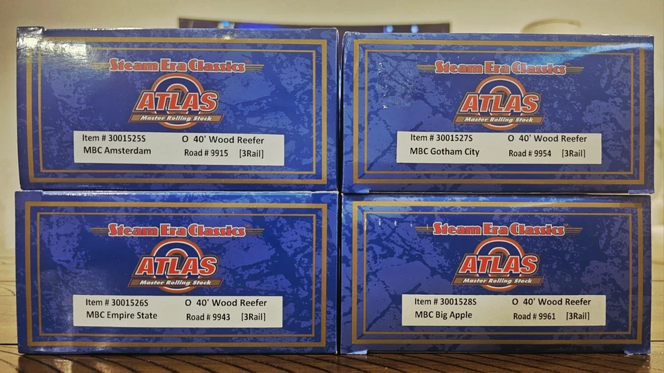 Atlas MBC Amesterdam Steam Era Classics 40' madera frigorífico 3 rieles escala O JUEGO DE 4 Foto 2 de 4