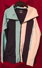 Brooks Women's Equilibrium Zip Up Jacket Baby Navy Blue White Large Heavyweight