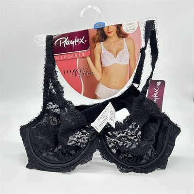 Playtex Bügel-BH mit Blumenspitze,  Halt für Damen, 1 Stück, Schwarz, 75B