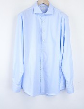 SUITSUPPLY Try On Men's Shirt 45/17.75 Blue Classic Button-Up Slim Fit Formal 