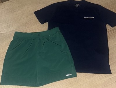 ABERCROMBIE KIDS Navy Maclaren T SHIRT & Green YPB ATHLETIC SHORTS Boy s 15/16