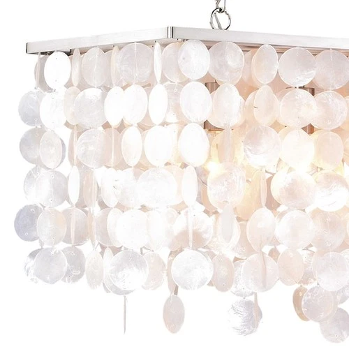 VAXCEL P0240 Elsa 5L Nickel Coastal Capiz Shell Linear Chandelier Island - Picture 4 of 9