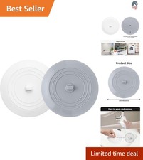 2PCS Universal Silicone Drain Stopper Sets for Bath Kitchen Sinks White Grey