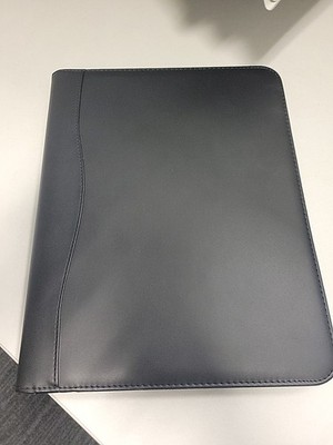 Black Leather Portfolio Organizer   Professional Padfolio for Work & Office