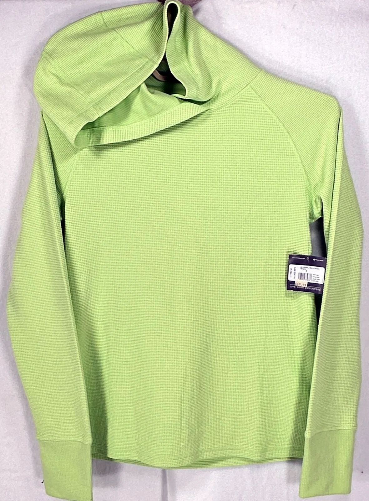 Eddie Bauer L/Sleeve Thermal Tech Hoodie Waffle Knit Winter Outdoor Wm's Sm NEW