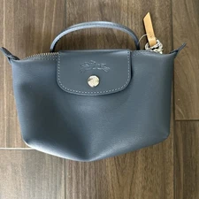 Longchamp Le Pliage City Mini Top Handle Cosmetic Pouch Case - Slate