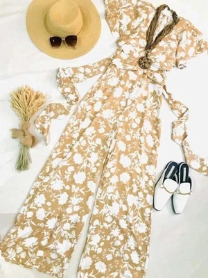 Ganni - Viscose jumpsuit - Blanc - M - Photo 1/4