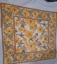 April Cornell Cafe Tablecloth For Two Yellow Floral Butterflies 34"×36" Vtg.