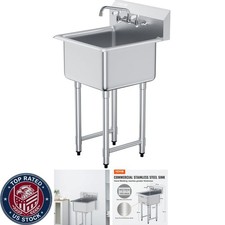 Heavy Duty 21" x 18" Stainless Steel Utility Sink for Home and Commercial Use