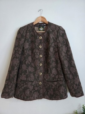 Hammerschmid Gr. 12 Wolle Alpaka Sakko Vintage Blumen Button Down 