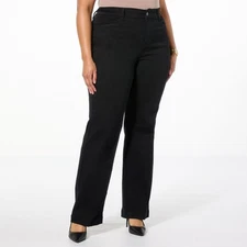DG2 by Diane Gilman Petite Virtual Stretch Angled Pocket Trouser Jeans Black 20W