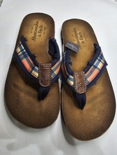 Abercrombie Fitch A F Moose Mens Gingham Print Flip Flops Size 12-13 NWT Rare