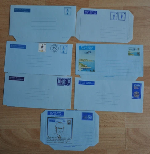 Guernsey  Aerogram/Air Mail Letters 6.5p 7p 10p 14.5p - 7 letters