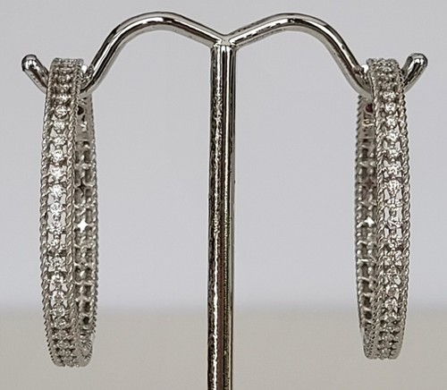 Roberto Coin 18K White Gold Symphony Barocco Large Diamond Hoop Earrings
