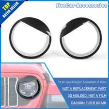Carbon Fiber Front Headlight Lamp Cover Trim Molded for Jeep Wrangler JL JT 24+
