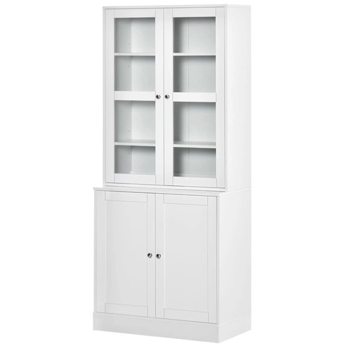 Modern Bookcase Display Storage Unit with Doors Adjustable Shelves Home White - Picture 11 of 12
