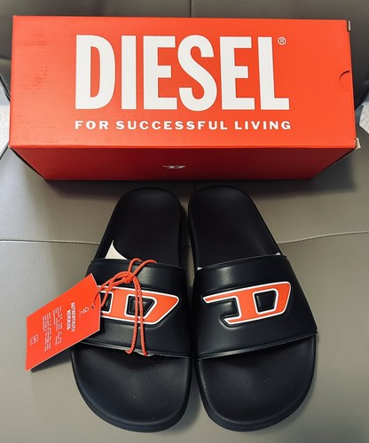 BNWB WOMEN'S DIESEL SA-MAYEMI DW SLIDES SANDALS BLACK W/RED LOGO US 7 - EUR 37 - Picture 12 of 12