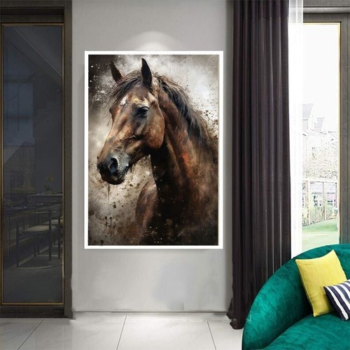 Brown Horse Canvas Print , Prancing Horse Canvas Wall Art , Race Horse Canvas - Picture 5 of 5