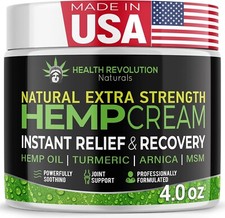 Hemp Cream Maximum Strength - Soothes Muscles, Joints, Feet, Nerve, Back, Kne...